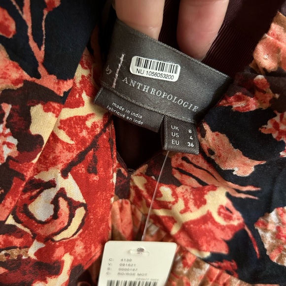 Anthropologie Printed V Neck Babydoll Dress - Picture 8 of 8